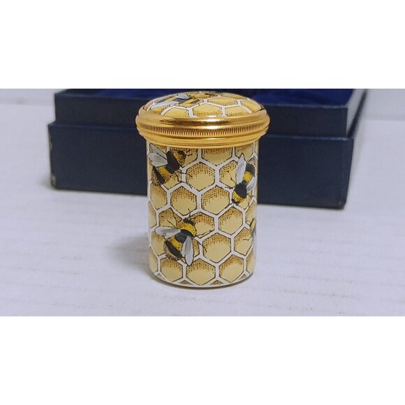 VTG HALCYON DAYS ENAMELS BEES ON HONEYCOMB HANDPAINTED SCREW TOP TRINKET BOX - Picture 4 of 7